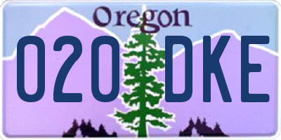 OR license plate 020DKE