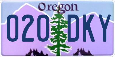 OR license plate 020DKY