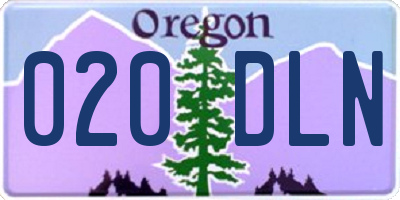 OR license plate 020DLN