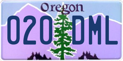 OR license plate 020DML