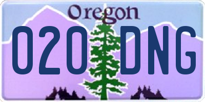 OR license plate 020DNG