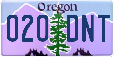 OR license plate 020DNT