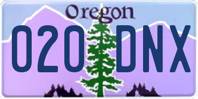 OR license plate 020DNX