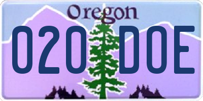 OR license plate 020DOE