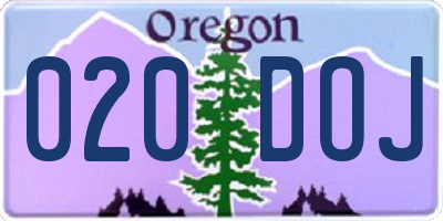 OR license plate 020DOJ