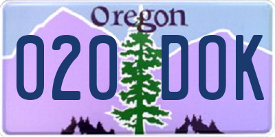 OR license plate 020DOK