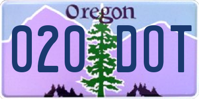 OR license plate 020DOT
