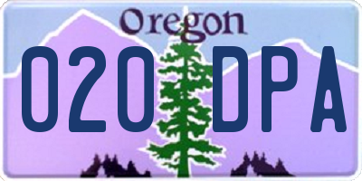 OR license plate 020DPA
