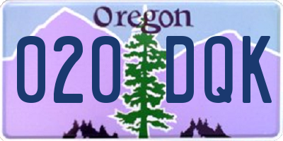 OR license plate 020DQK