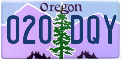 OR license plate 020DQY