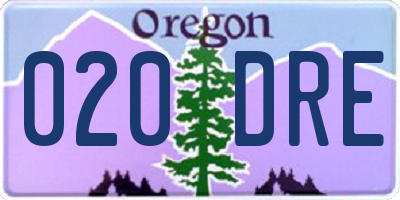 OR license plate 020DRE