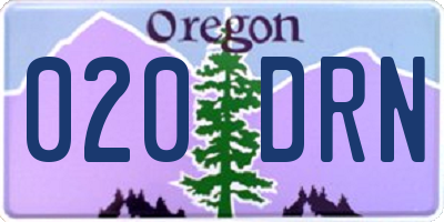 OR license plate 020DRN