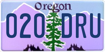 OR license plate 020DRU
