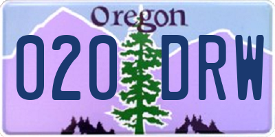 OR license plate 020DRW