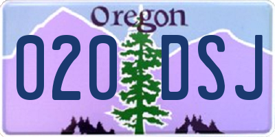 OR license plate 020DSJ