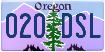 OR license plate 020DSL