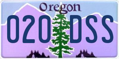 OR license plate 020DSS