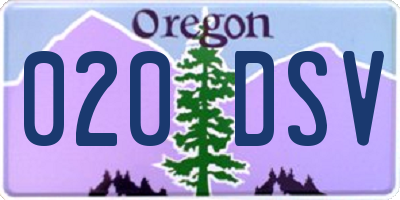 OR license plate 020DSV