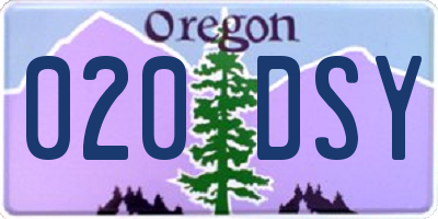 OR license plate 020DSY