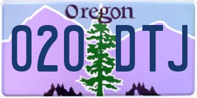 OR license plate 020DTJ