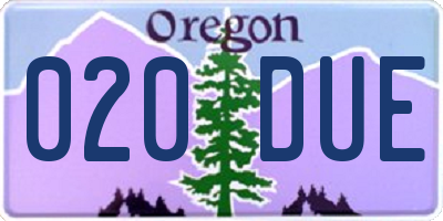 OR license plate 020DUE