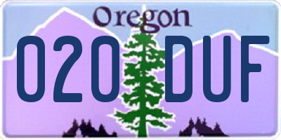 OR license plate 020DUF