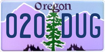 OR license plate 020DUG