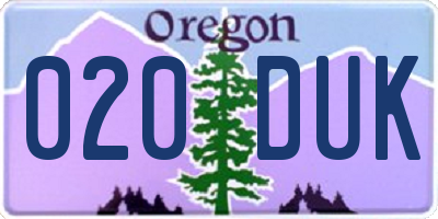 OR license plate 020DUK