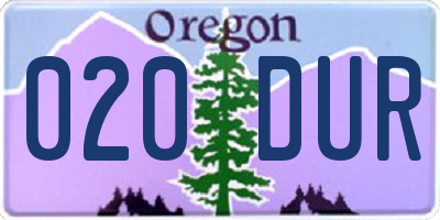 OR license plate 020DUR