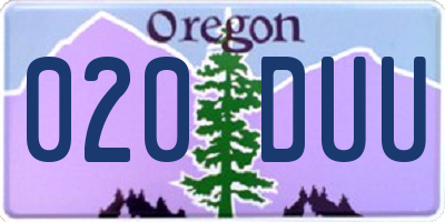 OR license plate 020DUU