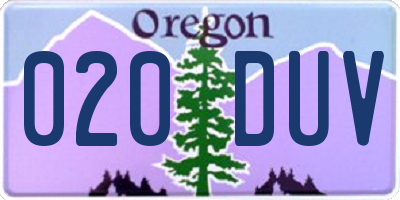 OR license plate 020DUV