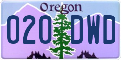 OR license plate 020DWD