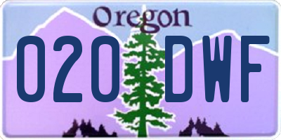 OR license plate 020DWF