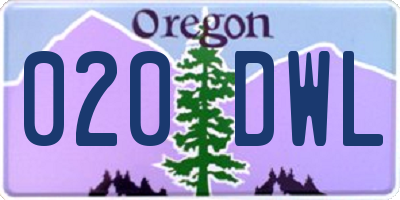 OR license plate 020DWL