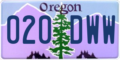 OR license plate 020DWW
