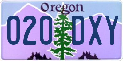 OR license plate 020DXY