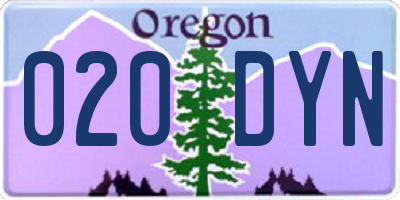 OR license plate 020DYN