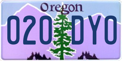 OR license plate 020DYO
