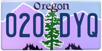 OR license plate 020DYQ