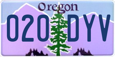 OR license plate 020DYV