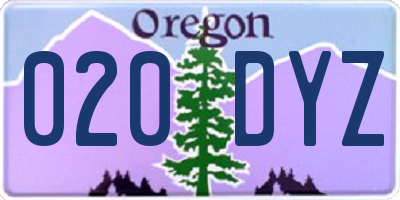 OR license plate 020DYZ