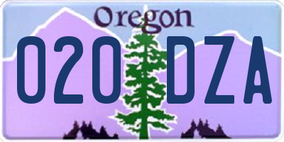 OR license plate 020DZA