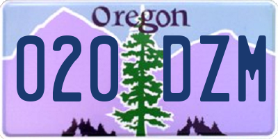 OR license plate 020DZM