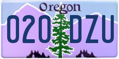 OR license plate 020DZU