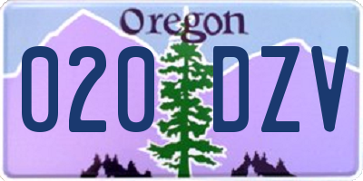 OR license plate 020DZV