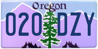 OR license plate 020DZY