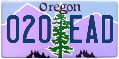OR license plate 020EAD