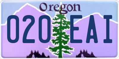 OR license plate 020EAI
