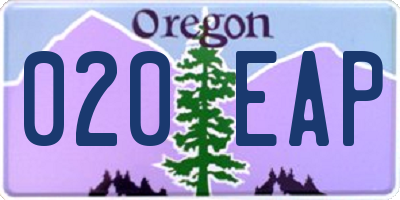 OR license plate 020EAP