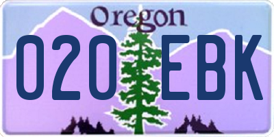 OR license plate 020EBK